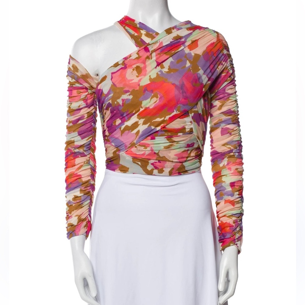 NICHOLAS Pink and Purple Floral Crop Top